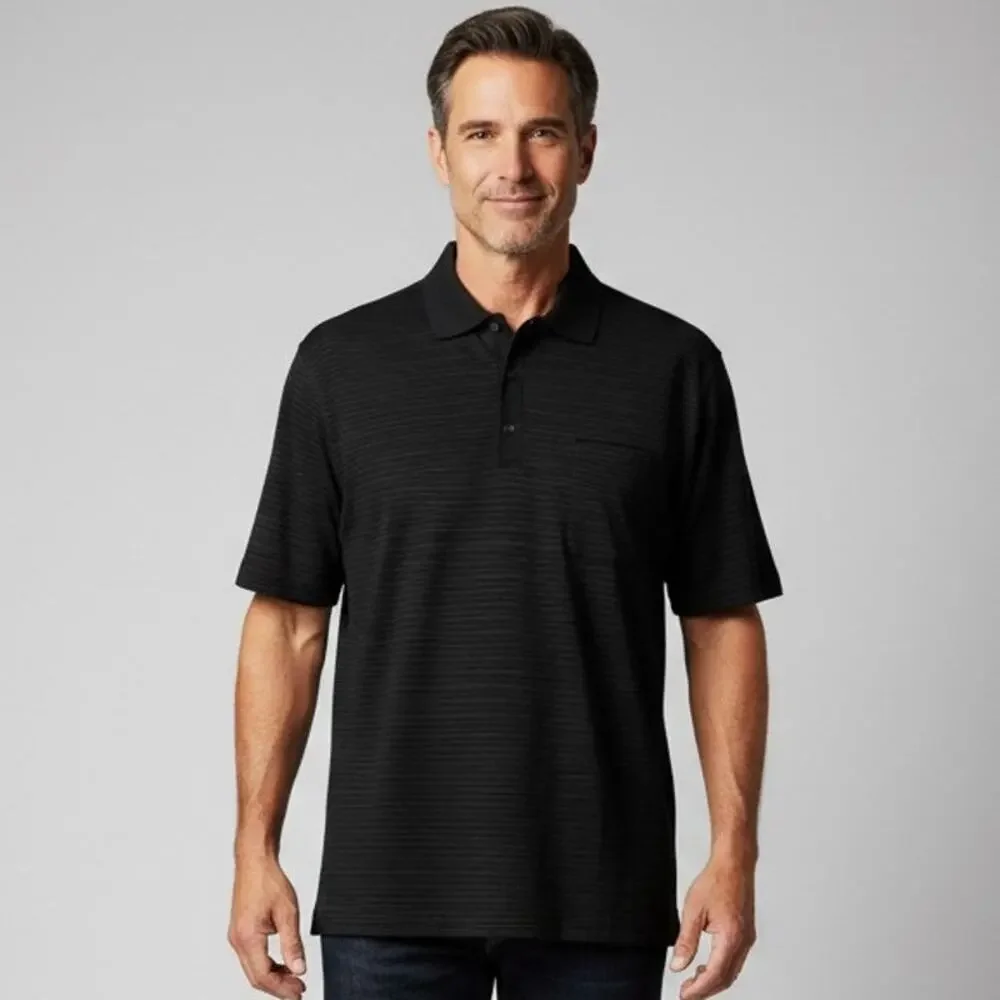 Y2K Tiger Woods Nike Golf Polo Shirt Mens Sz Large Black Striped w/ Welt Pocket